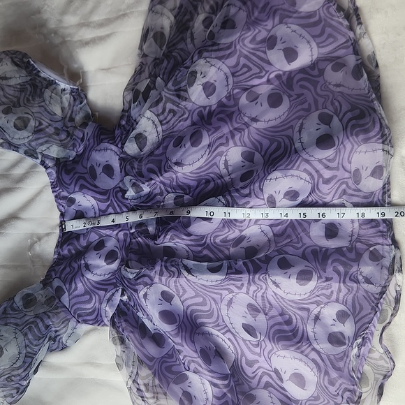 Disney Halloween, Jack Skellington, Youth Girl Purple Sheer Puff Sleeve Dress - Picture 7 of 8